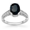 Image 1 : 3.50 CTW Blue Sapphire & Diamond Ring 18K White Gold - REF-82M9F - 11876