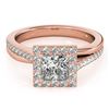 1.5 CTW Certified VS/SI Princess Diamond Solitaire Halo Ring 18K Rose Gold - REF-399F3M - 27202