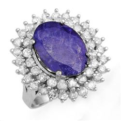 8.78 CTW Tanzanite & Diamond Ring 18K White Gold - REF-401W5H - 13387