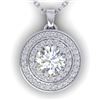 0.90 CTW Certified VS/SI Diamond Art Deco Halo Necklace 14K White Gold - REF-116R4K - 30369