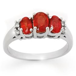 1.29 CTW Red Sapphire & Diamond Ring 10K White Gold - REF-29X3T - 10731