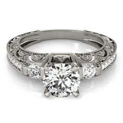 1.38 CTW Certified VS/SI Diamond Solitaire Antique Ring 18K White Gold - REF-395Y5N - 27282