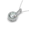 0.45 CTW Certified SI Diamond Solitaire Halo Necklace 14K White Gold - REF-47Y3N - 29974