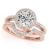 0.67 CTW Certified VS/SI Diamond 2Pc Wedding Set Solitaire Halo 14K Rose Gold - REF-81W6H - 30769