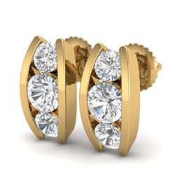 2.18 CTW VS/SI Diamond Solitaire Art Deco Stud Earrings 18K Yellow Gold - REF-300N2Y - 37012