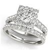 2.29 CTW Certified VS/SI Diamond 2Pc Wedding Set Solitaire Halo 14K White Gold - REF-434W8H - 31187