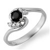 0.50 CTW Vs Certified Black & White Diamond Ring 14K White Gold - REF-28W5H - 14037