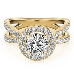 1.76 CTW Certified VS/SI Diamond Solitaire Halo Ring 18K Yellow Gold - REF-250W2H - 26768