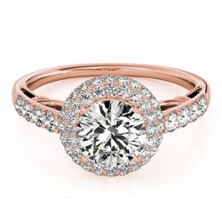 1.65 CTW Certified VS/SI Diamond Solitaire Halo Ring 18K Rose Gold - REF-411R8K - 26498