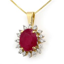 5.32 CTW Ruby & Diamond Pendant 14K Yellow Gold - REF-87T3X - 12693