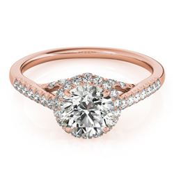 1.5 CTW Certified VS/SI Diamond Solitaire Halo Ring 18K Rose Gold - REF-392H2W - 26992