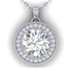 2 CTW I-SI Diamond Solitaire Art Deco Micro Halo Necklace 14K White Gold - REF-559H6W - 30531