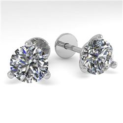 2.0 CTW Certified VS/SI Diamond Stud Earrings Martini 18K White Gold - REF-533K8R - 32214