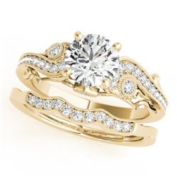 1.32 CTW Certified VS/SI Diamond Solitaire 2Pc Wedding Set Antique 14K Yellow Gold - REF-370Y2N - 31