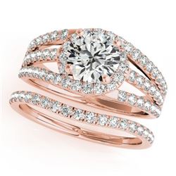 1.4 CTW Certified VS/SI Diamond Solitaire 2Pc Wedding Set 14K Rose Gold - REF-226X4T - 32010