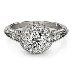1 CTW Certified VS/SI Diamond Solitaire Halo Ring 18K White Gold - REF-147R3K - 26982