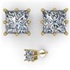 Image 2 : 1.0 CTW VS/SI Princess Diamond Stud Solitaire Earrings 18K Yellow Gold - REF-178N2Y - 35830