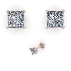 1.03 CTW Princess Cut VS/SI Diamond Stud Designer Earrings 14K White Gold - REF-151M8F - 32142