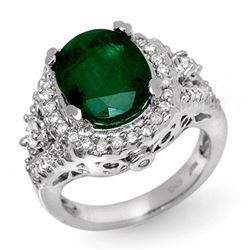 6.15 CTW Emerald & Diamond Ring 14K White Gold - REF-126H2W - 11917