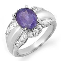 3.52 CTW Tanzanite & Diamond Ring 18K White Gold - REF-133K3R - 14459