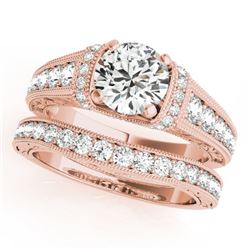 1.61 CTW Certified VS/SI Diamond Solitaire 2Pc Wedding Set Antique 14K Rose Gold - REF-238X2T - 3154