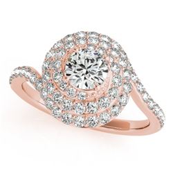 1.54 CTW Certified VS/SI Diamond Solitaire Halo Ring 18K Rose Gold - REF-228R5K - 27049