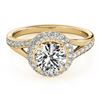 1.85 CTW Certified VS/SI Diamond Solitaire Halo Ring 18K Yellow Gold - REF-513K6R - 26831