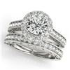 2.11 CTW Certified VS/SI Diamond 2Pc Wedding Set Solitaire Halo 14K White Gold - REF-432N8Y - 30951