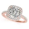 0.60 CTW Certified VS/SI Cushion Diamond Solitaire Halo Ring 18K Rose Gold - REF-90K9R - 27112