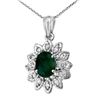 1.55 CTW Emerald & Diamond Pendant 14K White Gold - REF-41R8K - 13790