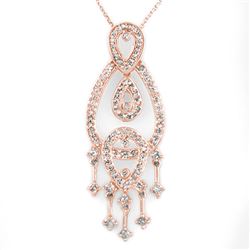 1.0 CTW Certified VS/SI Diamond Necklace 14K Rose Gold - REF-86K9R - 10178