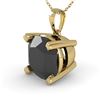 3 CTW Cushion Black Diamond Designer Necklace 18K Yellow Gold - REF-89R8K - 32377