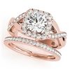 2 CTW Certified VS/SI Diamond 2Pc Wedding Set Solitaire Halo 14K Rose Gold - REF-413M8F - 30652