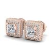 2.01 CTW Princess VS/SI Diamond Art Deco Stud Earrings 18K Rose Gold - REF-245X5T - 37128
