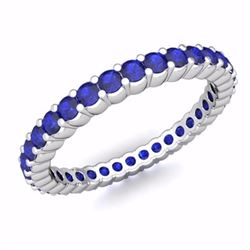 Natural Royal Blue Sapphire & Solid Gold Eternity Band