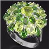 Image 1 : Natural Green Chrome Diopside & Peridot Ring