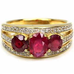Genuine Red Ruby Two Tone Ring