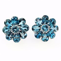 Natural London Blue Topaz 55 Carats Earrings