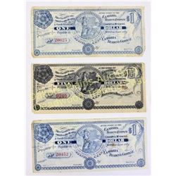 Collection of 3 scarce Cambria Wyoming merchandise trade certificate to be used as money at the Camb