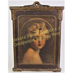 Arts & Crafts period image of a young child on board with gessoed borders, very good original condit