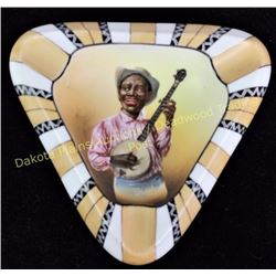 Scarce Nippon ashtray with blackman banjo player marked with M in wreath, 6" X 6", shows excellent c