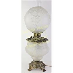 Beautiful Gone with the Wind lamp raised grape pattern in satin glass, electrified, remains in excel