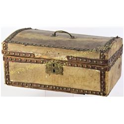 Leather and brass tacked document box with domed top 7" X 14".  Est. 100-200