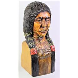 Large contemporary carved wooden Indian bust 21" tall, hand painted.  Est. 150-200