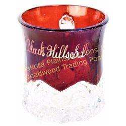 Ruby flashed souvenir handled mug cut to clear Black Hills, SD, good early pattern with NO chips, cr