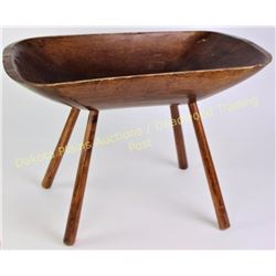 Wood primitive dough bowl on legs, 15" X 21".  Est. 50-150