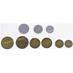 Collection of 9 Silver Star Bar saloon tokens Lead, SD.  Est. 100-200
