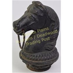 Antique cast iron horsehead hitching post 11" tall, complete with ring, excellent condition.  Est. 2
