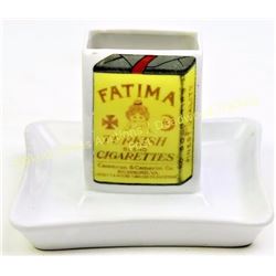 Nippon Fatima Turkish Cigarettes match holder ashtray, marked on bottom, shows old light hairline cr