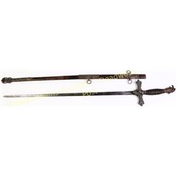 Antique Knights of Pithius lodge sword with scabbard.  Est. 75-150